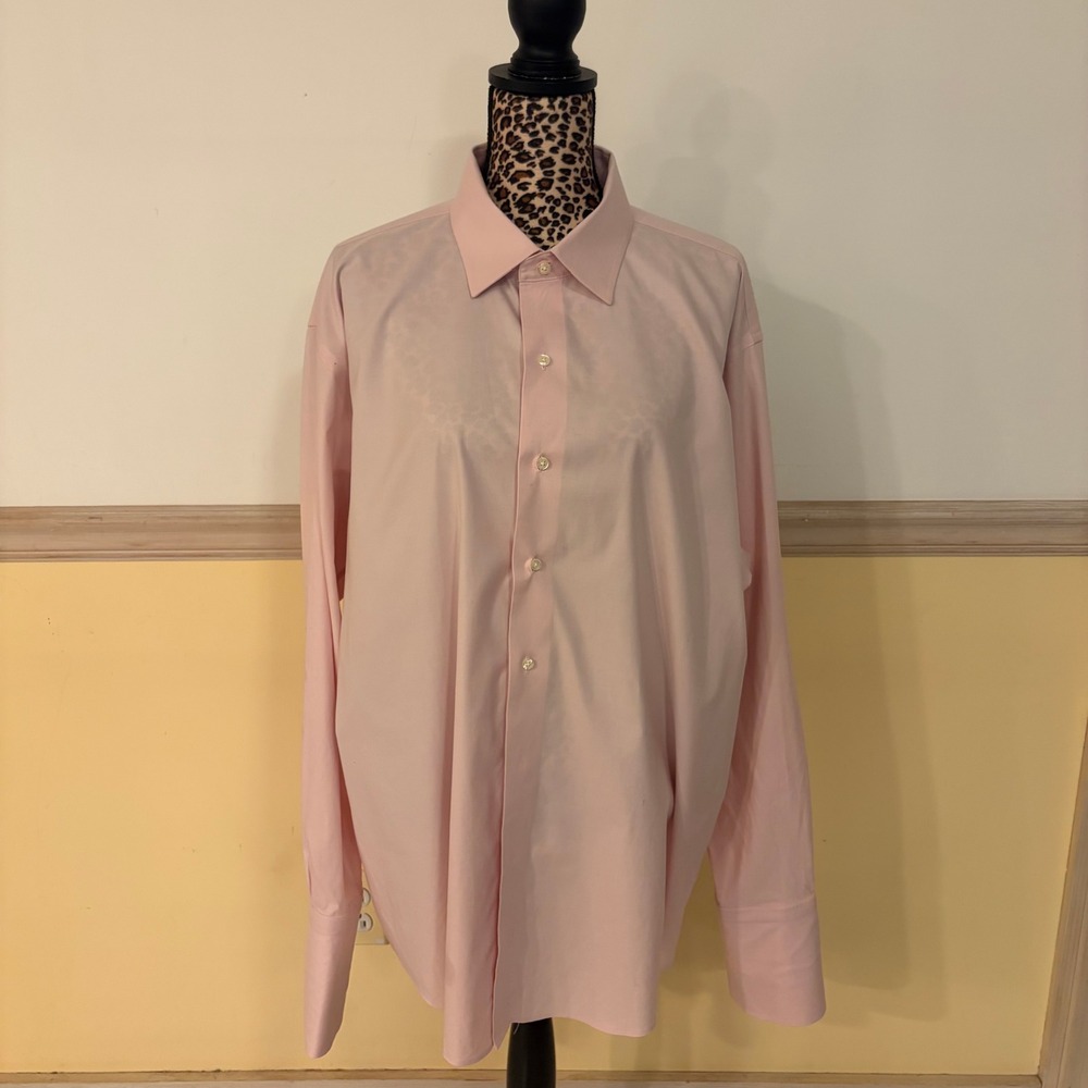 Brooks Brothers Reg Fit Pink Supima Non Iron French‎ Cuff Dress Shirt 17.5 35